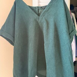 Madewell Teal V-Neck Blouse